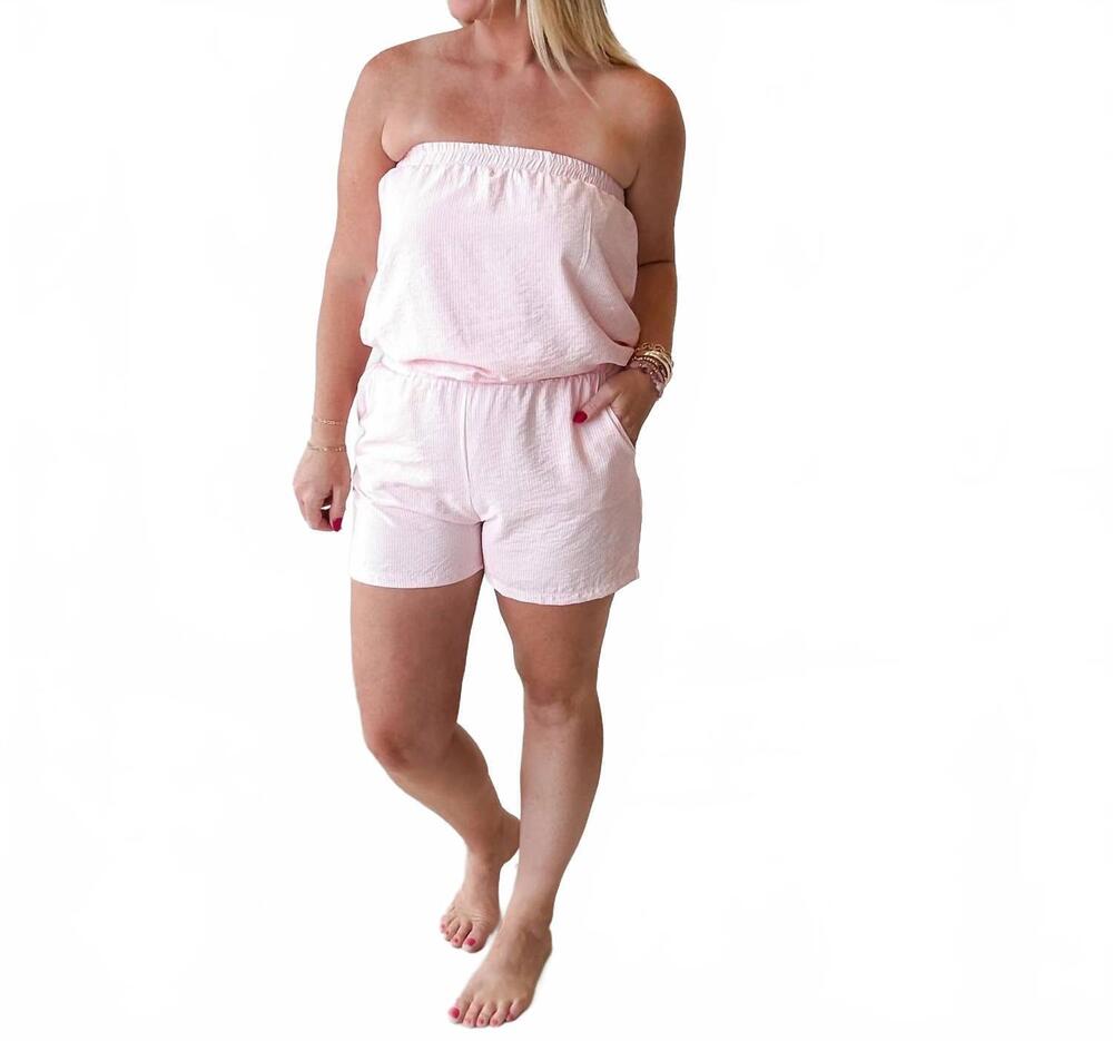 NEW WASABI + MINT maria bubble hem stripe tube top in pink